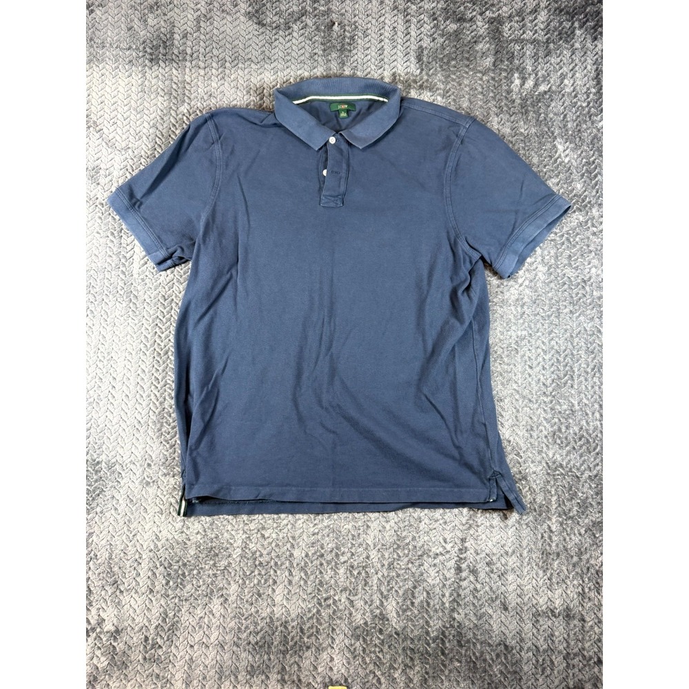 J.Crew Polo Shirt Mens XL Blue Cotton Hi Low Hem Golf Tennis Sports Performance